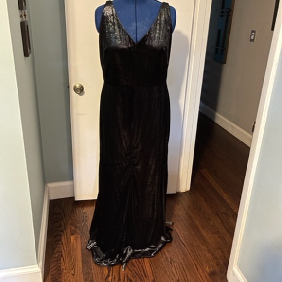 RALPH LAUREN WOMENS VELVET METALLIC EVENING DRESS SIZE 14 - Picture 3 of 7